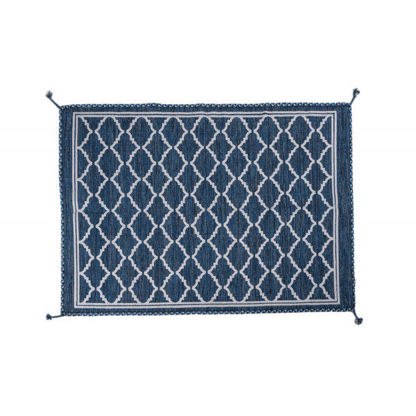 Marlow Home Co. Fells Kilim Cotton Blue Outdoor Rug Wayfair.co.uk